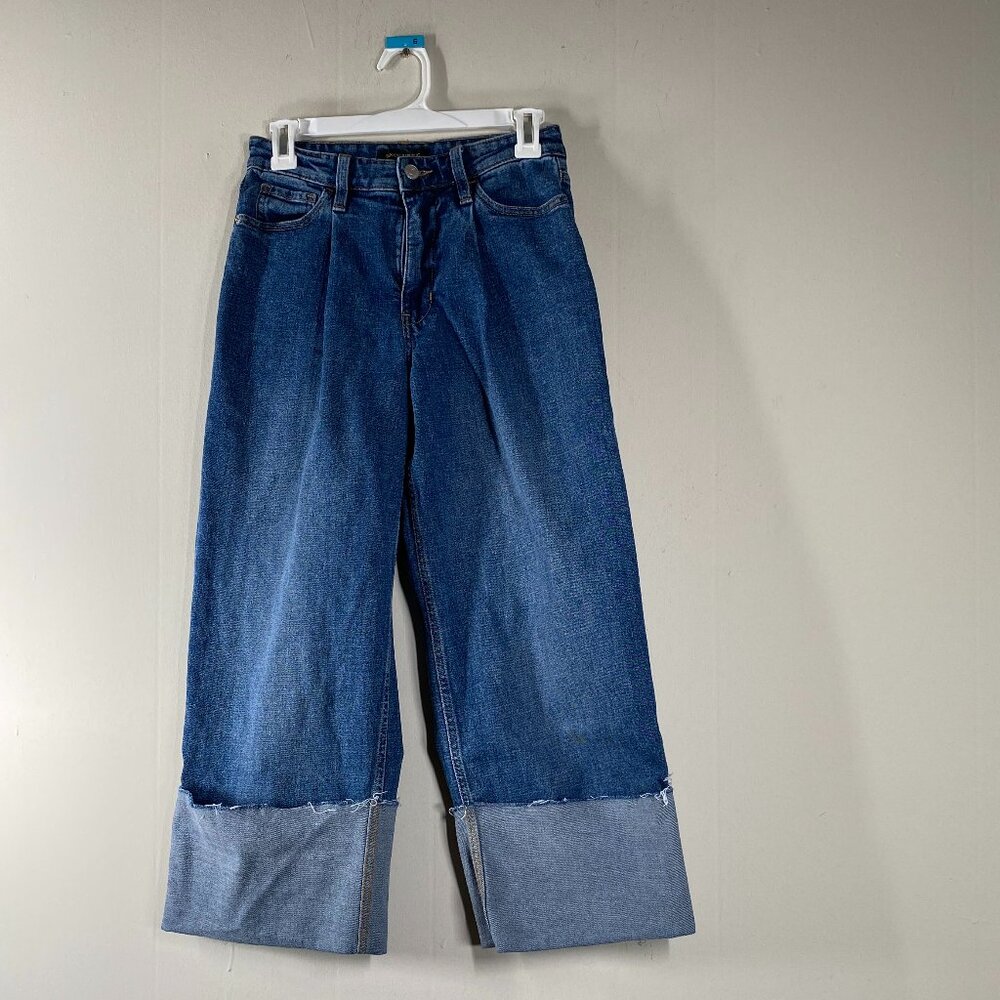 Banana Republic Wide Leg Jeans in Dark Blue with Cuffs